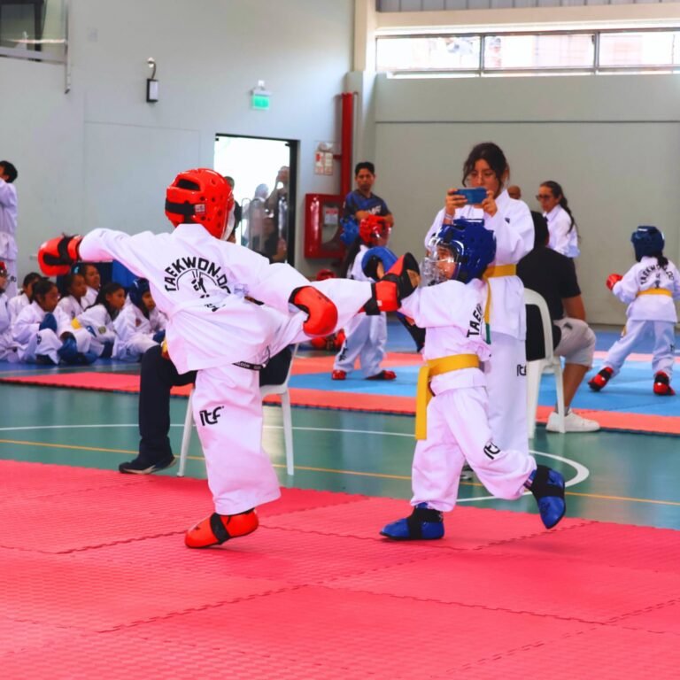 Combate Taekwondo de niños